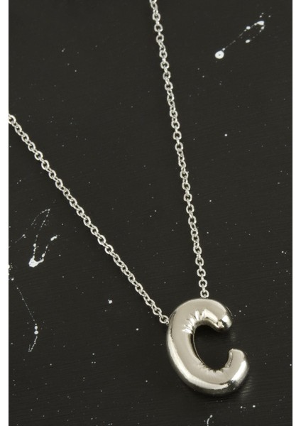 Zengezur C Harfli Balon Kolye-Gümüş Rengi modelleri