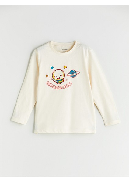 Yeni Sezon Bisiklet Yaka Baskılı Uzun Kollu Erkek Çocuk Tişört