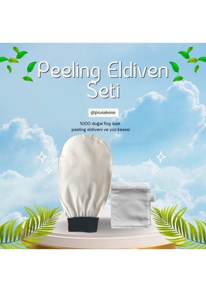 2'li %100 Doğal Flos Ipek Peeling Eldiveni & Duş Kesesi Seti