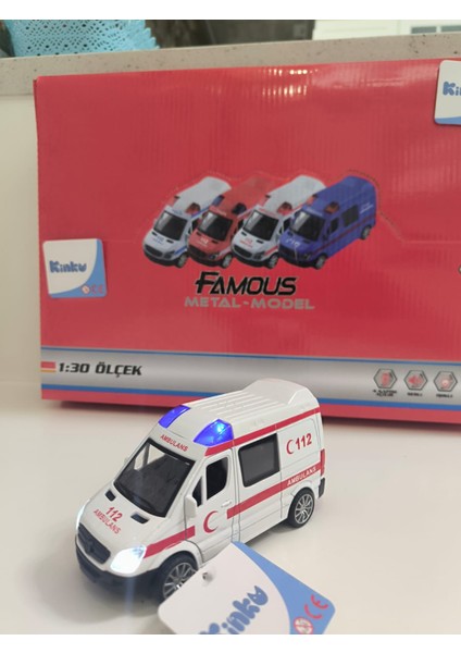 Gerçek Metal Ambulans Oyuncak Mavi Işıklı Sesli Kapıları Açılan Ambulans Pil Hediyeli Çek -Bırak fiyatları