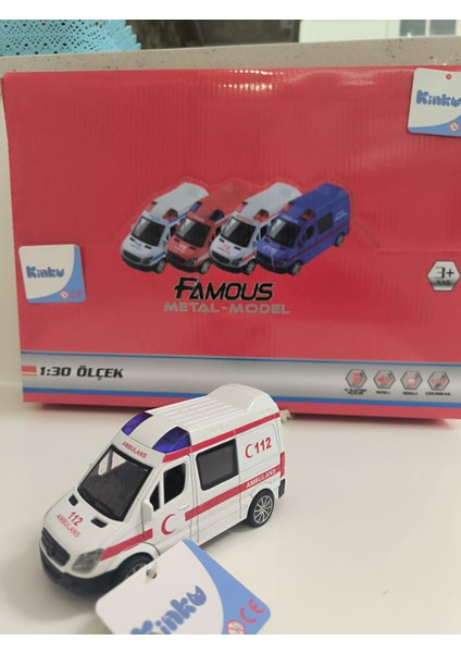 Gerçek Metal Ambulans Oyuncak Mavi Işıklı Sesli Kapıları Açılan Ambulans Pil Hediyeli Çek -Bırak modelleri