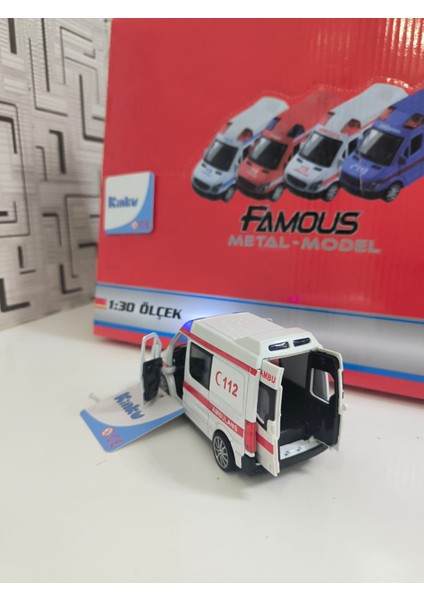 Gerçek Metal Ambulans Oyuncak Mavi Işıklı Sesli Kapıları Açılan Ambulans Pil Hediyeli Çek -Bırak fırsatları