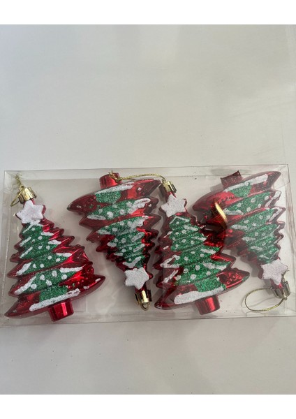 Yılbaşı Süsü 4' Lü 10 cm Çam Ağacı Seti