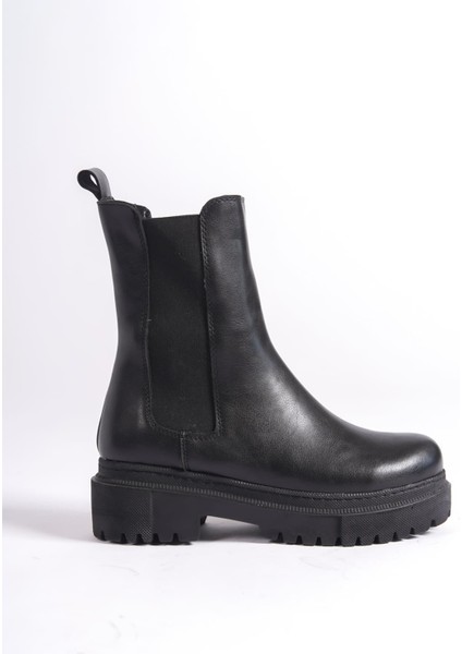 Lora Bağcıksız Lastikli Ortopedik Taban Kadın Bot Cst - Siyah