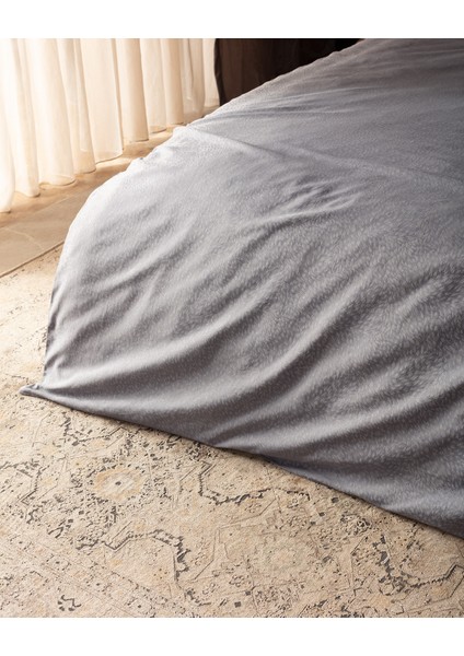 Andre Çift Kişilik Pamuklu Jakarlı Saten Nevresim Takımı - Açık Gri