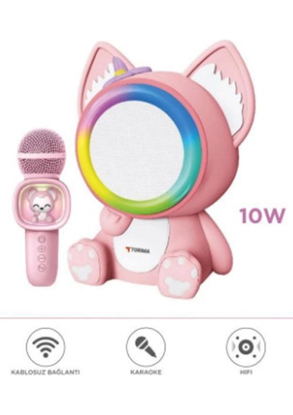 Taşınabilir Rgb Işılı Sevimli Figürlü Mikrofonlu Karaoke Bluetooth Hoparlör - Lisinya