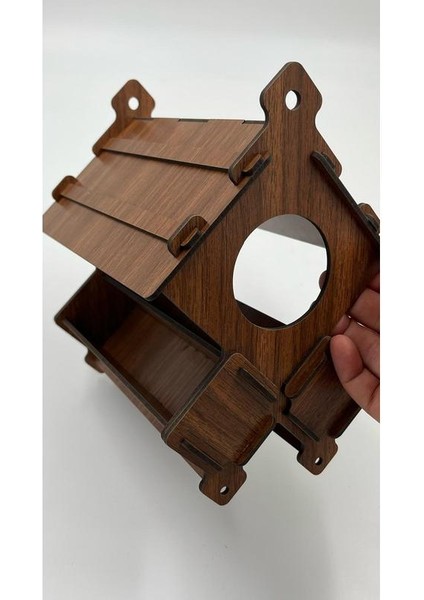 Ahşap Kuş Yuvası Evi Ceviz 20 cm x 15 cm x 22 cm