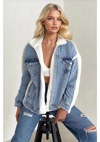 Kürklü Kot Ceket Mavi fiyatları