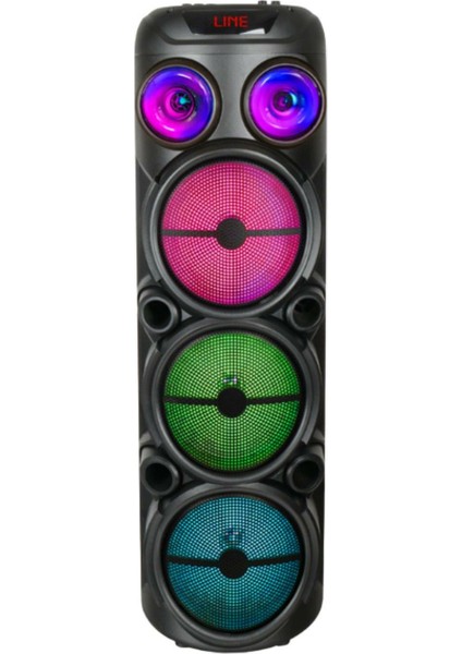 HP-974 3x8'' 3X30CM Kablosuz 1 El Mikrofon Rgb Bluetooh Müzik Kutusu
