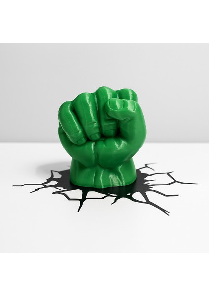 3D Baskı Yeşil Yumruk Figürü - Süper Kahraman Duvar Dekoru | Üç Boyutlu Baskı