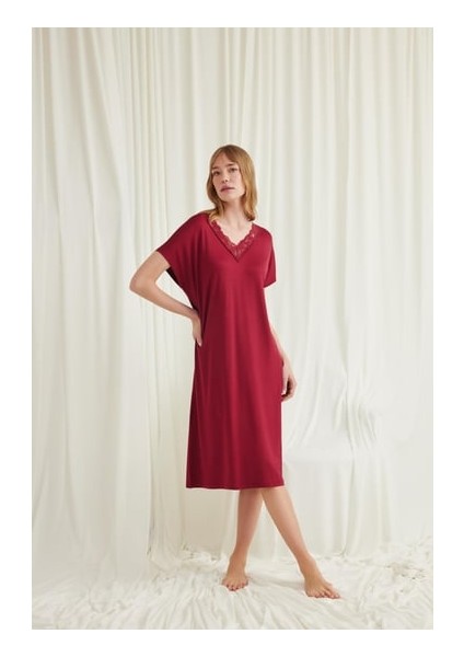 Monamise Yakası Dantelli Kısa Kollu Gecelik fiyatları