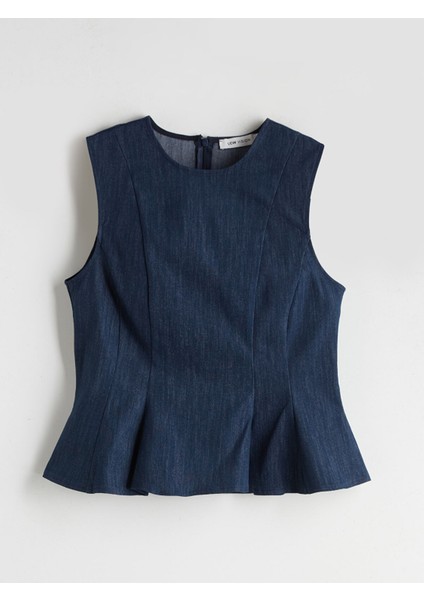 Yeni Sezon Bisiklet Yaka Peplum Jean Bluz indirimleri