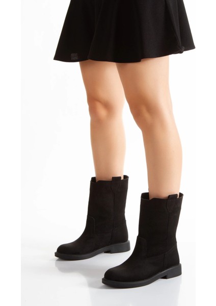 Kadın Siyah Süet Western Tarzı Çekme Bot indirimleri