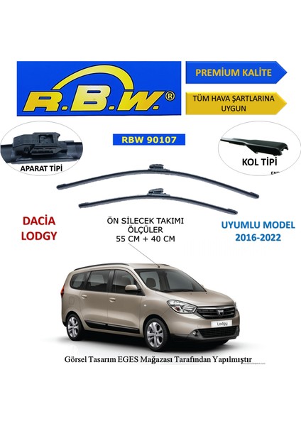 Dacia Lodgy (2016-2022) Ön Silecek Süpürgesi 550MM + 400MM
