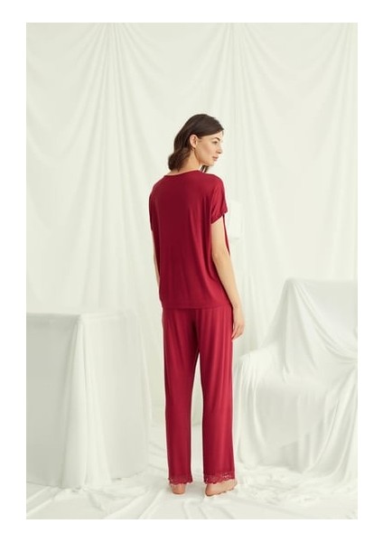 Monamise Kısa Kollu V Yakalı Dantelli Pijama Takımı indirimleri