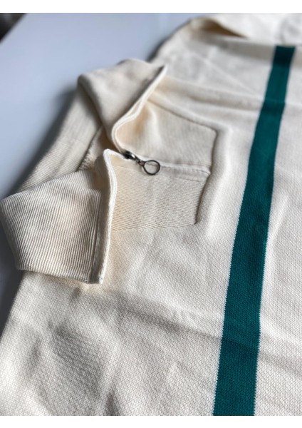 Trend Kadın Fermuarlı Çizgili Triko Kışlık Kazak fiyatları