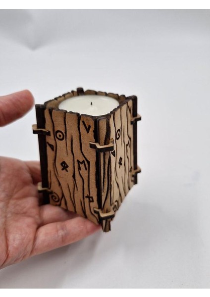 Ahşap Dekoratif Mumluk Tealight Mum Uyumlu 8 cm x 6 Xm fiyatları