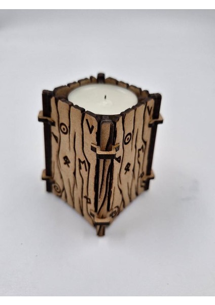 Ahşap Dekoratif Mumluk Tealight Mum Uyumlu 8 cm x 6 Xm modelleri