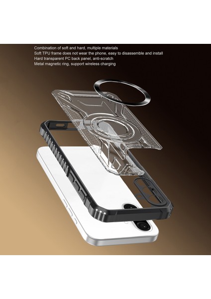 Case For Samsung Galaxy A32 4g Için Manyetik Halkalı Şeffaf Akrilik Darbeye Dayanıklı Koruyucu Kılıf-Siyah (Yurt Dışından) fiyatları