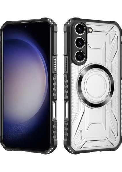 Case For Samsung Galaxy S23 Plus Için Manyetik Halkalı Şeffaf Akrilik Darbeye Dayanıklı Koruyucu Kılıf-Siyah (Yurt Dışından)
