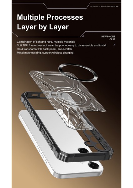 Case For Samsung Galaxy S23 Plus Için Manyetik Halkalı Şeffaf Akrilik Darbeye Dayanıklı Koruyucu Kılıf-Siyah (Yurt Dışından) fiyatları