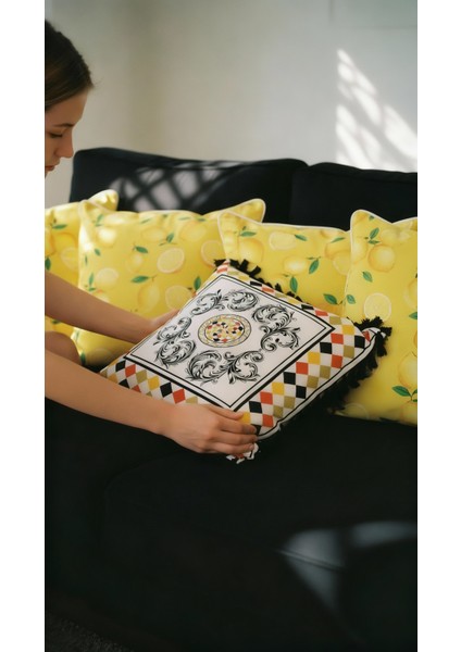 Barocco Harlequin Venezia Desenli Dekoratif Kırlent Kılıfı 42X42 cm – Çift Taraflı Gizli Fermuarlı fiyatları