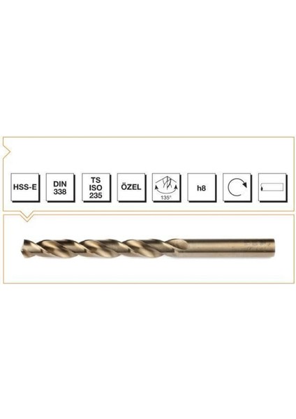 Makina Takım Hss-E Altın Seri Inox Delme Matkap Ucu 10 mm