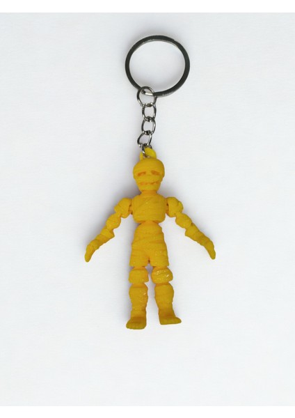 3D Baskı Sarı Figür Anahtarlık – Esnek Mini Karakter Tasarımı