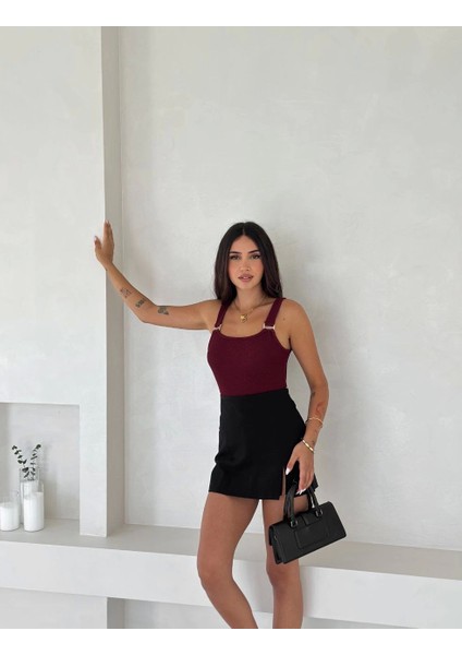 Ottoman Toka Askılı Bluz Bordo S4194 modelleri