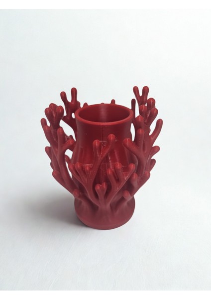 Kırmızı Mercan Tasarımlı 3D Vazo – Doğadan Ilham Alan Dekoratif Obje