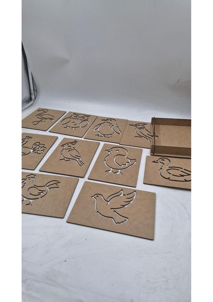 Ahşap Montessori Kuşlar Çizim Seti Kutulu 10 Adet fırsatları