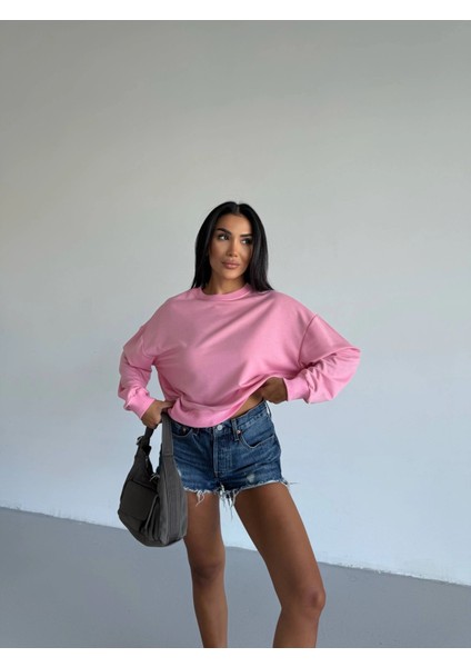 2 Iplik Bisiklet Yaka Sweat Pembe fiyatları