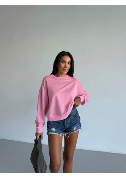 2 Iplik Bisiklet Yaka Sweat Pembe indirimleri