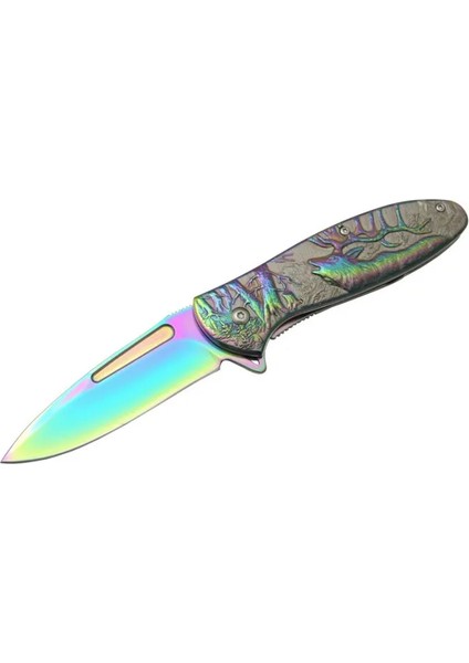 Geyikli Gökkuşağı Çakı 19,5 cm , Kemerlikli