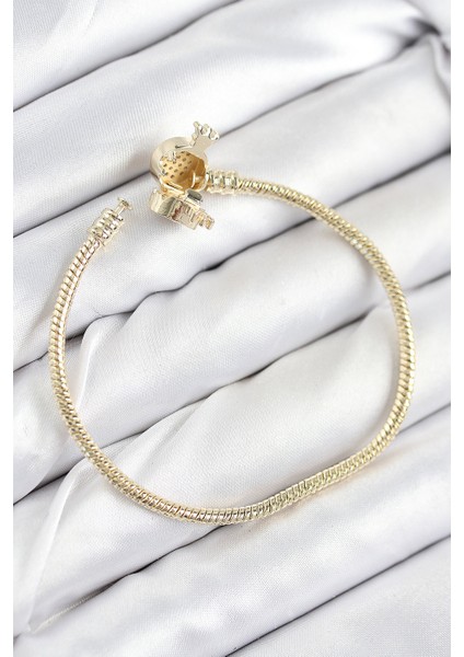 Pirinç Charm Zirkon Taşlı Taç Model Gold Renk Kadın Bileklik fiyatları