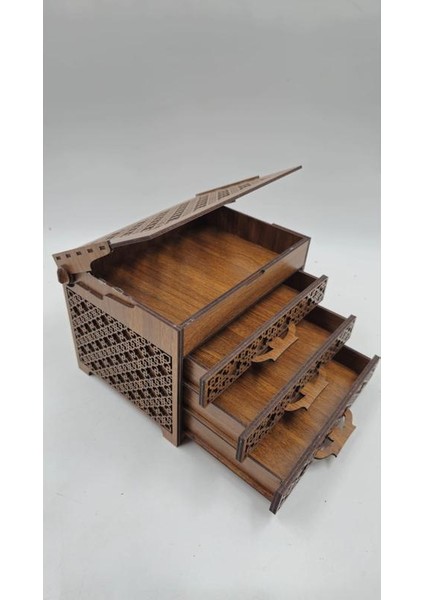 Ahşap Dekoratif Üç Çekmeceli Kutu 19 cm x 15 cm x 14 cm fırsatları