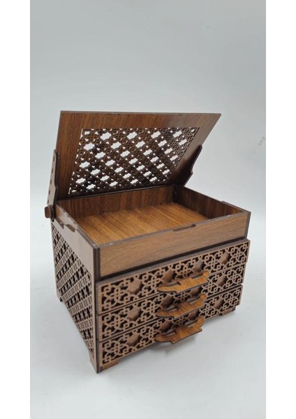Ahşap Dekoratif Üç Çekmeceli Kutu 19 cm x 15 cm x 14 cm indirimleri