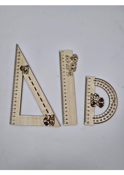 Ahşap Cetvel 3 Lü Set Takım