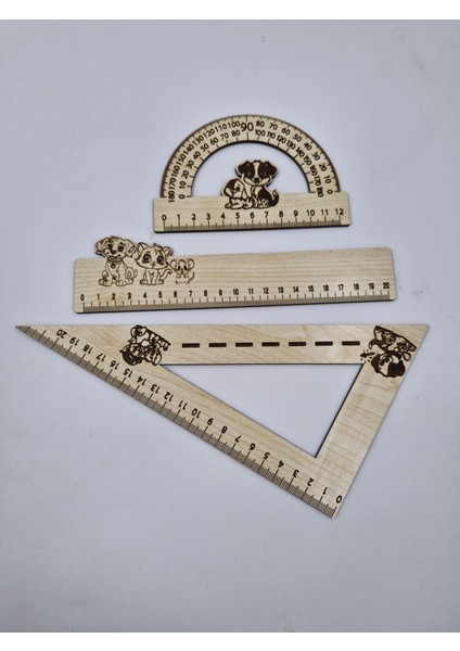 Ahşap Cetvel 3 Lü Set Takım