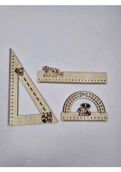 Ahşap Cetvel 3 Lü Set Takım