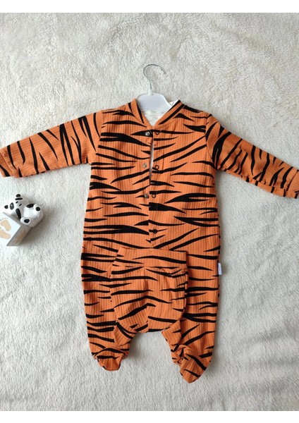 3-6-9-12 Ay Pooh Desenli Zebra Çizgili Şapkalı Sweatli 3lü Kız Erkek Bebek Tulumu(Sarı) Sarı