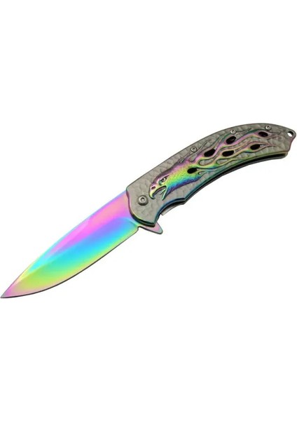 Kartal Rainbowi Tk 21 cm Kamp / Outdoor Çakı - Yarı Otomatik, Kemerlikli, Kutulu
