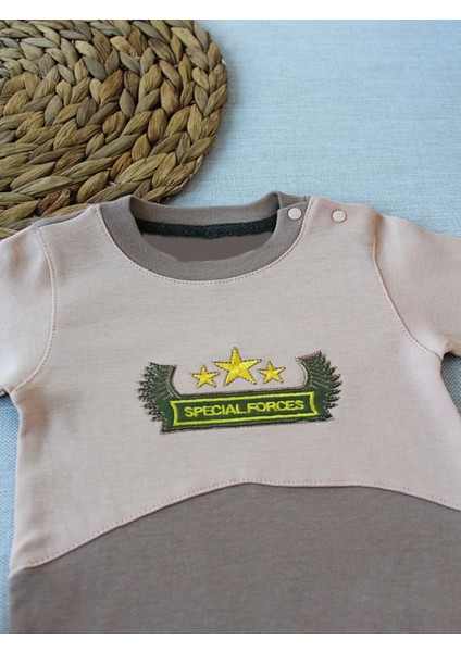 3-6 9-12 12-18 Ay Özel Kuvvetler Nakışlı Bere Şapkalı Kız Erkek Bebek Tulumu Sütlü Kahve fiyatları