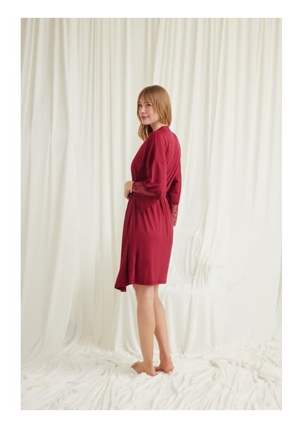 Monamise Dekolteli Yakası ve Kolu Dantelli Sabahlık Takımı indirimleri