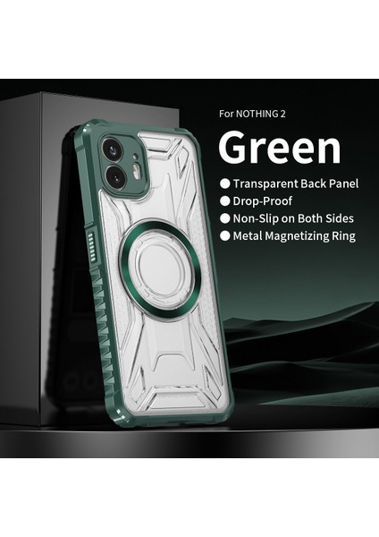 Case For Nothing Phone 2 Için Manyetik Halkalı Şeffaf Akrilik Darbeye Dayanıklı Koruyucu Kılıf-Yeşili (Yurt Dışından)