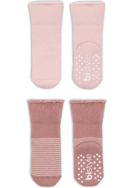 Çemberli Kaymaz Havlu Soket Çorap 2'li BS10503 Pudra Pembe modelleri