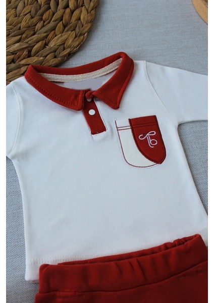 3-6 6-9 9-12 Ay Efendi Nakışlı Cep Şapkalı Uzun Kollu Sweat 3lü Erkek Bebek Takımı Kiremit fiyatları