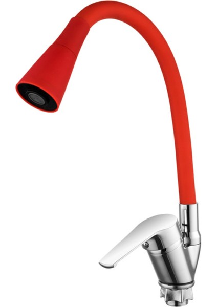 Oynar Başlıklı Çelik Spiral Üzeri Silikon Kaplama Musluk Başlığı Kobra Fonksiyonlu Musluk - Kırmızı indirimleri
