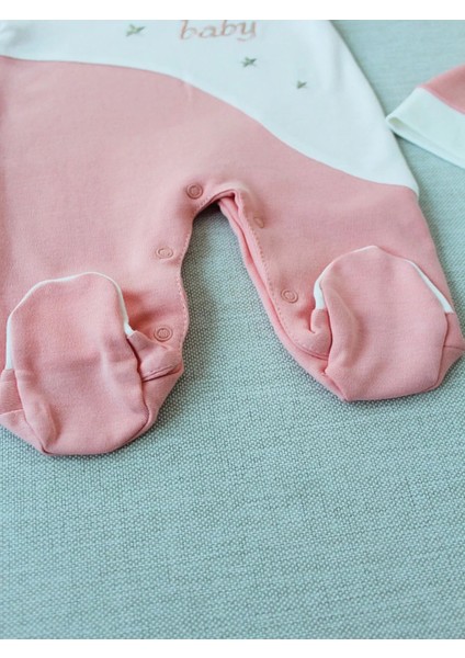 0-3 3-6 Ay Lucky Turk Nakışlı Es Çizgi Boy Şapkalı Kız Bebek Tulumu Pudra modelleri