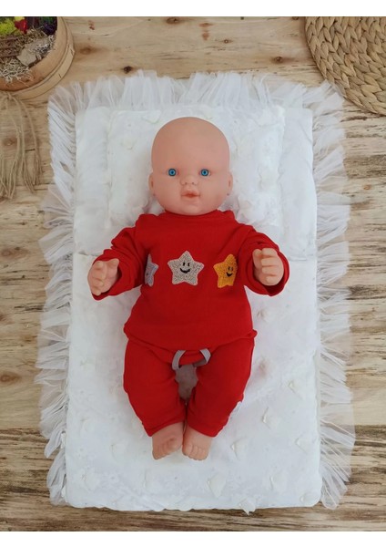 Yenidoğan Izmir Incisi Tül Işlemeli Pamuklu Fiyonklu Kundaklı Lüks 3lü Alt Açma Seti Ekru fiyatları